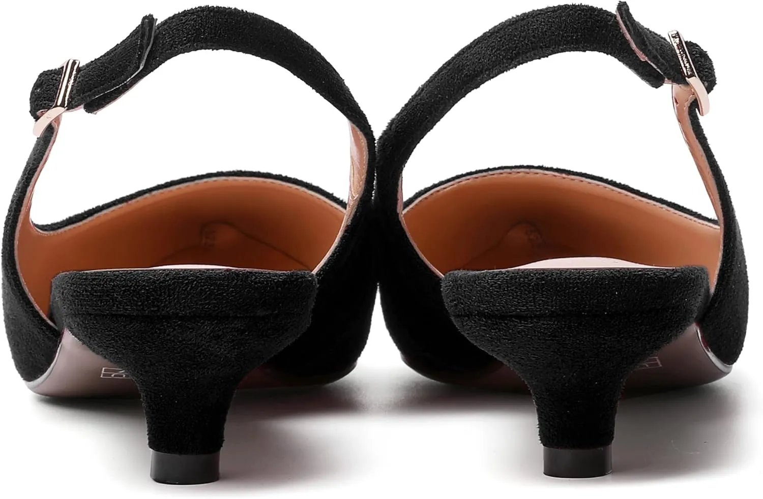 SKYSTERRY Womens Casual Pointed Toe Suede Slip On Wedding Slingback Kitten Low Heel Pumps Shoes 1.5 Inch