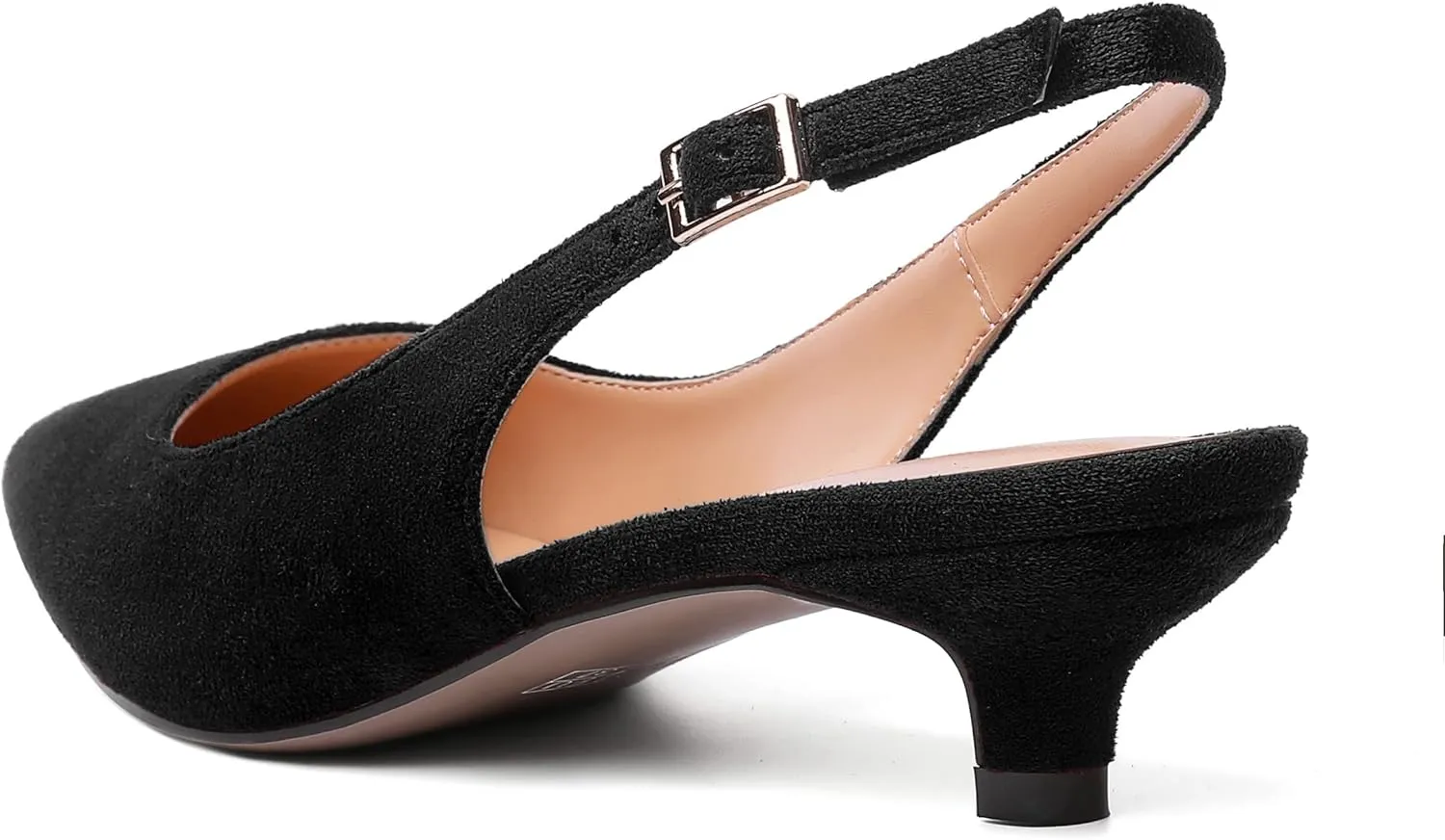 SKYSTERRY Womens Casual Pointed Toe Suede Slip On Wedding Slingback Kitten Low Heel Pumps Shoes 1.5 Inch