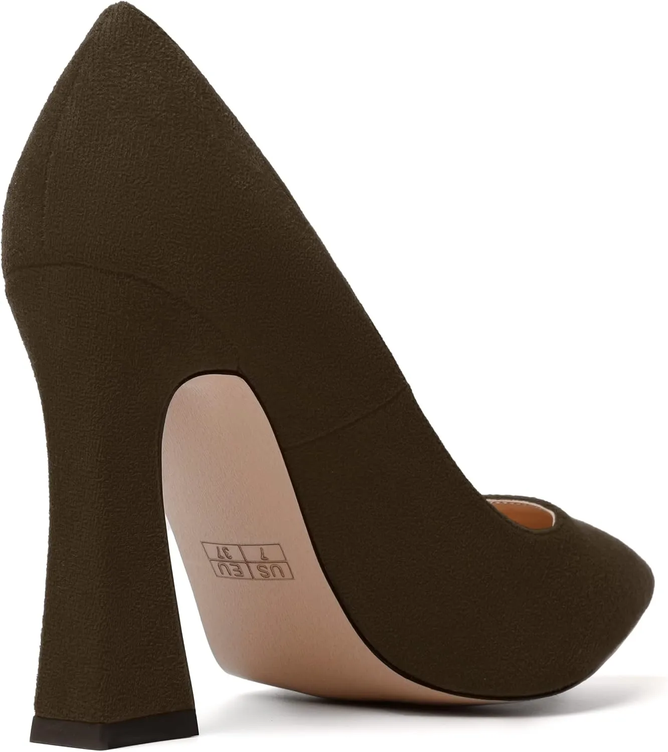 SKYSTERRY Womens Office Suede Slip On Casual Pointed Toe Spool High Heel Pumps Shoes 4 Inch