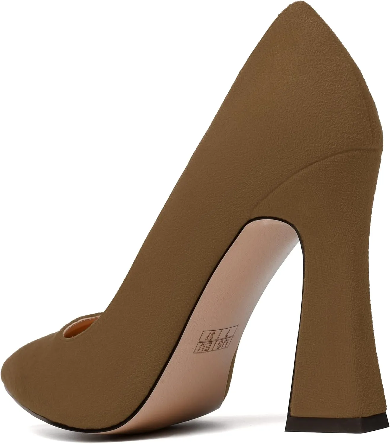 SKYSTERRY Womens Office Suede Slip On Casual Pointed Toe Spool High Heel Pumps Shoes 4 Inch
