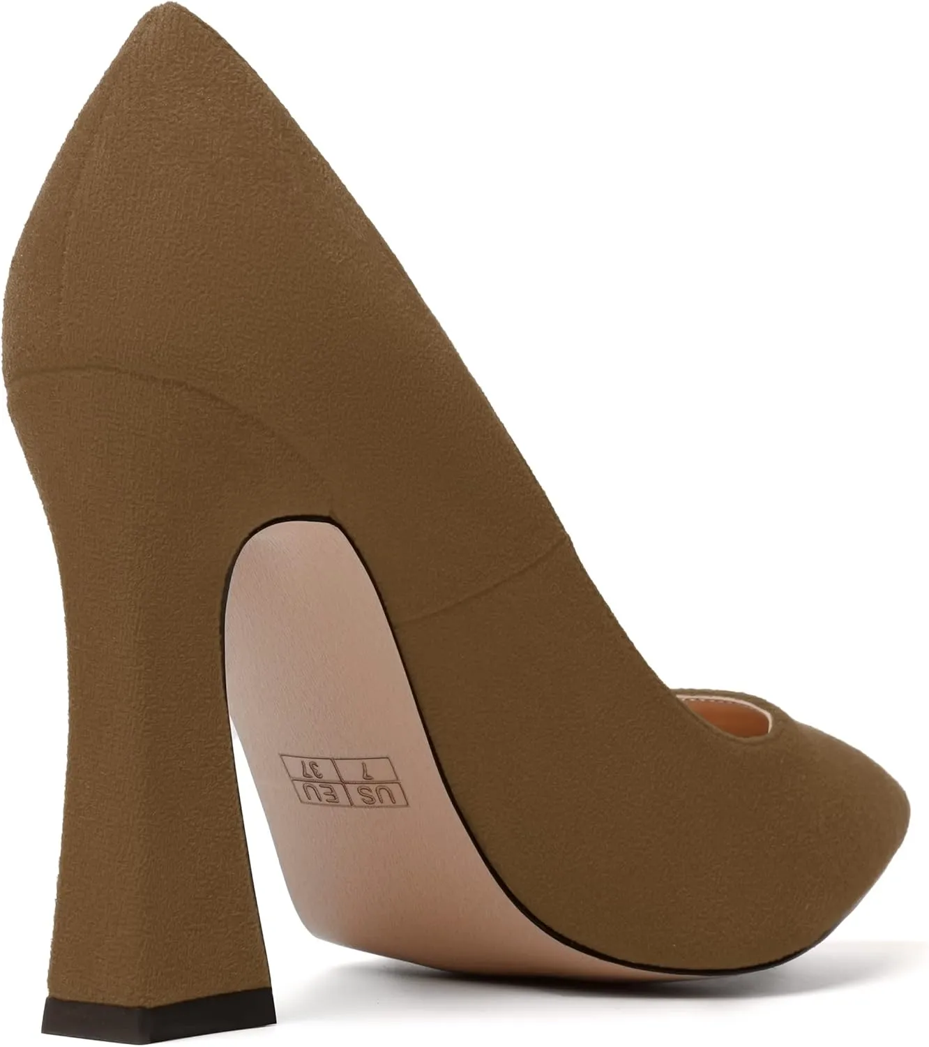 SKYSTERRY Womens Office Suede Slip On Casual Pointed Toe Spool High Heel Pumps Shoes 4 Inch