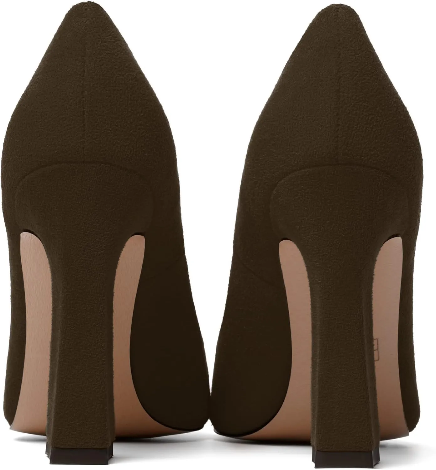 SKYSTERRY Womens Office Suede Slip On Casual Pointed Toe Spool High Heel Pumps Shoes 4 Inch