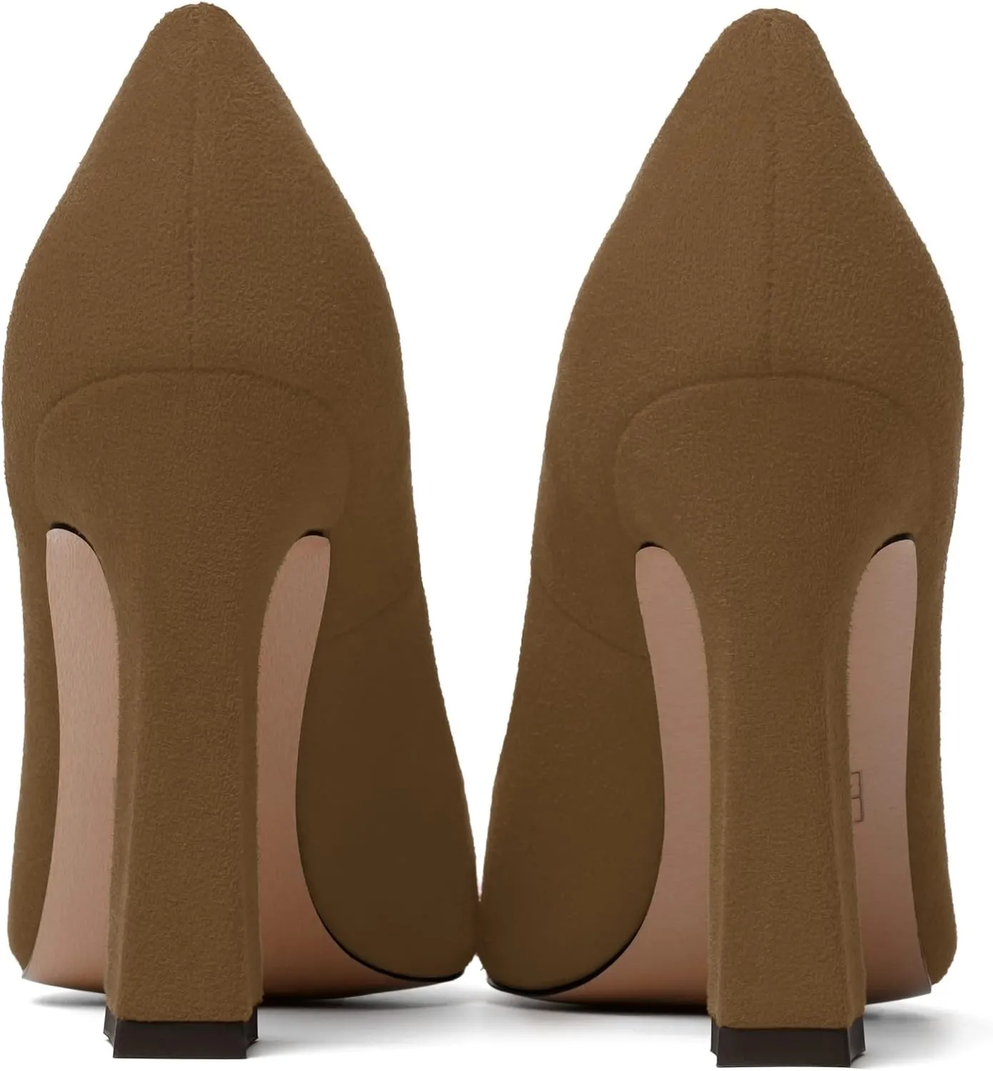 SKYSTERRY Womens Office Suede Slip On Casual Pointed Toe Spool High Heel Pumps Shoes 4 Inch