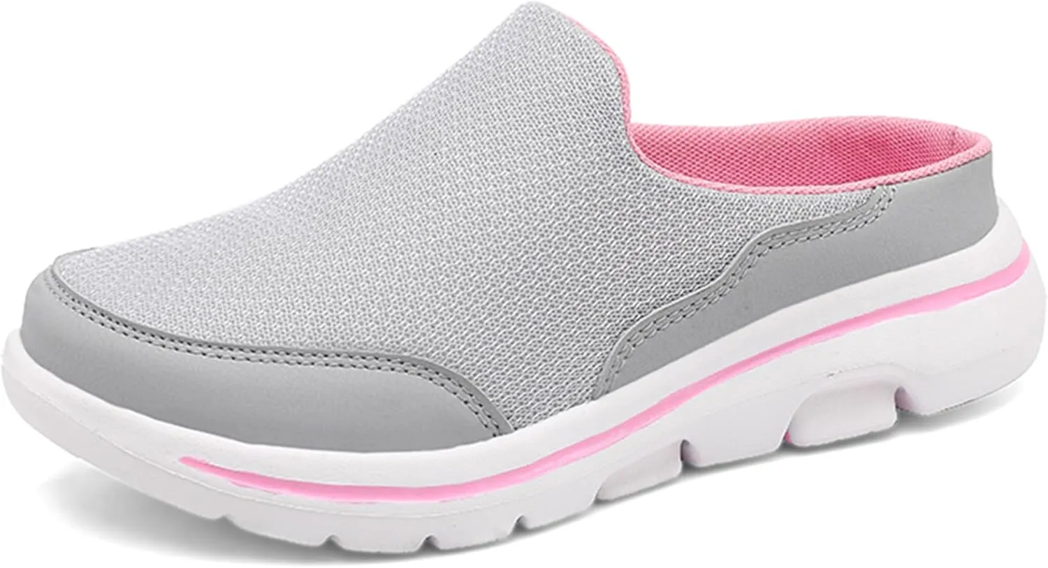 Slip On Mules & Clogs for Womens Mens Light Open Back Shoes Comfort Walking Shoes Breathable Slippers Closed Toe Slides A Light Grey Size: 9 Women/7.5 Men