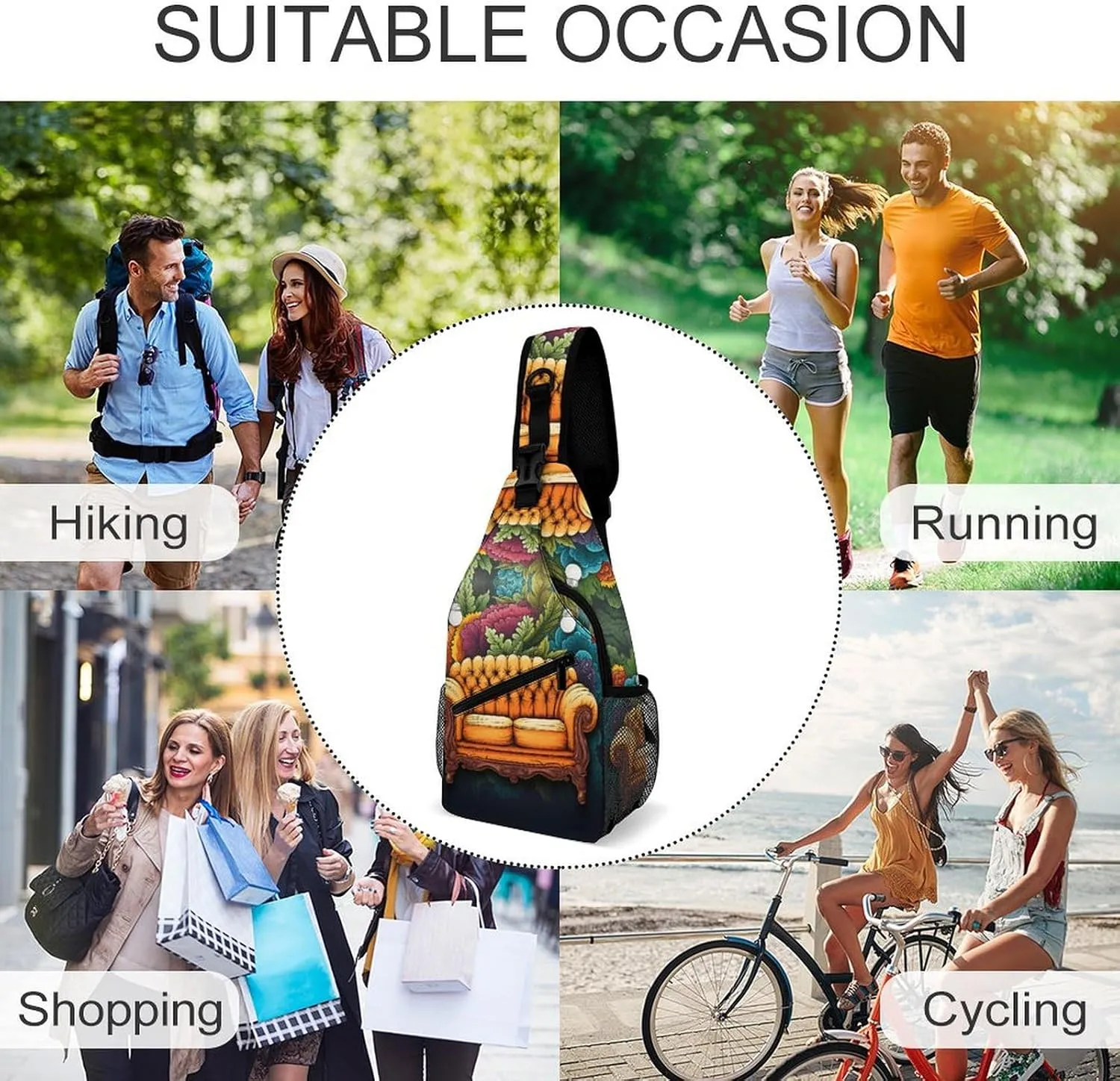 Small Sling Chest Bag Crossbody Bag for Men Women,Couch Lightweight Gym Daypack for Travel Cycling Hiking