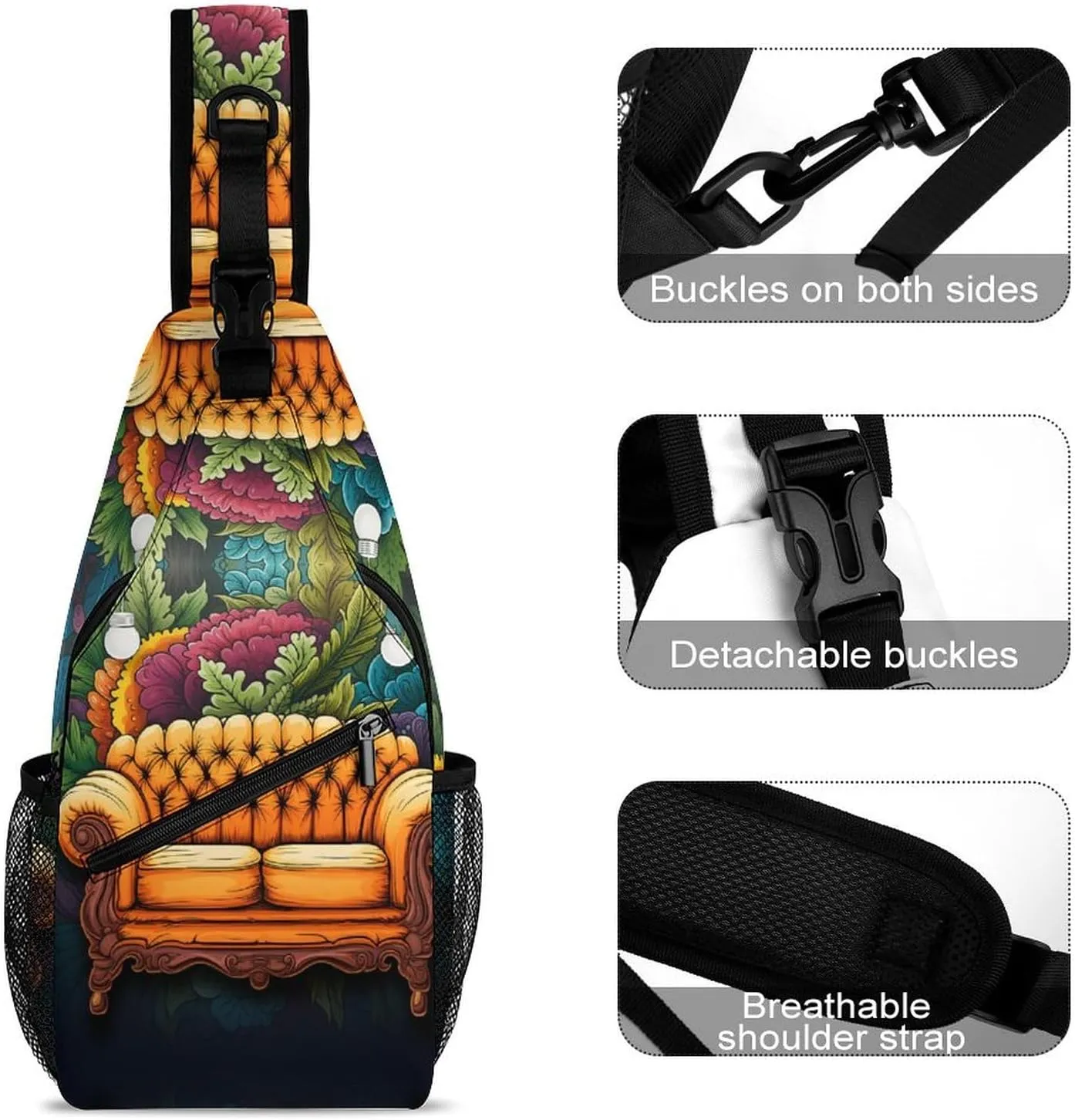 Small Sling Chest Bag Crossbody Bag for Men Women,Couch Lightweight Gym Daypack for Travel Cycling Hiking