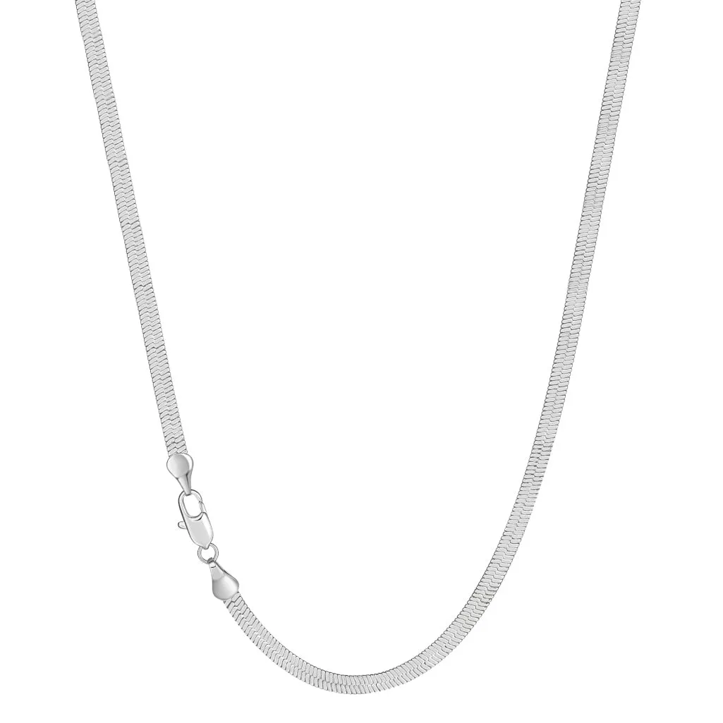 Solid 925 Sterling Silver Flat Necklace