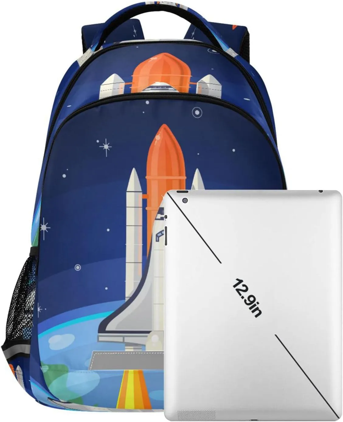 Space Rocket Launch Backpack for Girls Kids Boys School Bookbags, Student Laptop Backpack Carrying Bag Casual Lightweight Travel Sports Day Packs