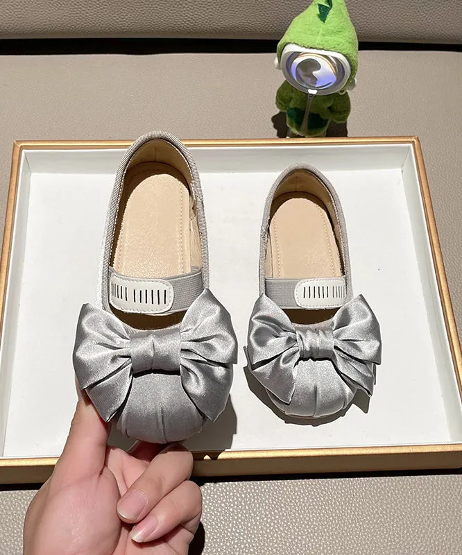 Splicing Bow New Apricot Girls Shoes Flat