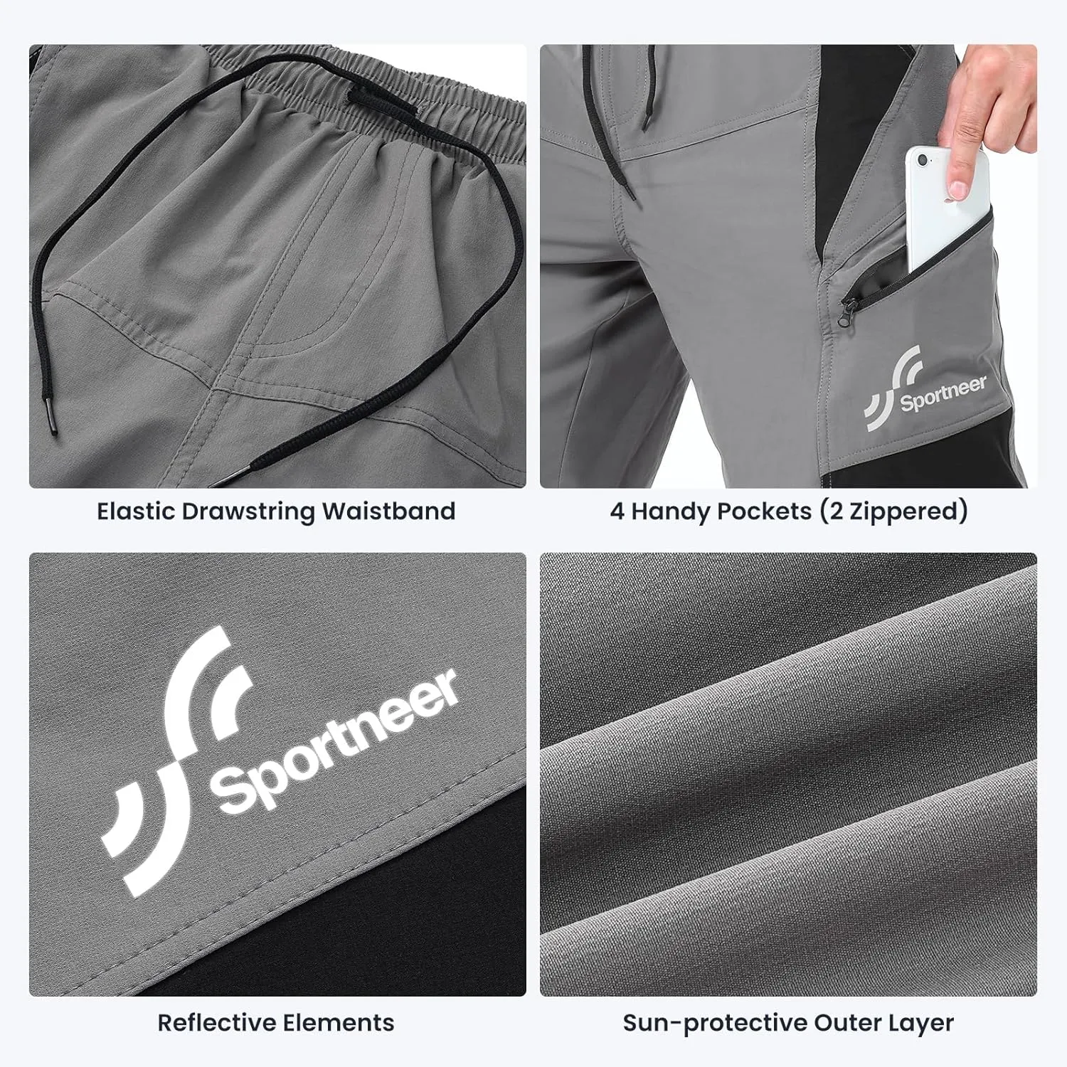 Sportneer Bike Shorts for Men: 3D Padded Lightweight Riding Biking Cycling Mountain Bike Shorts for Men with Zipper Pockets
