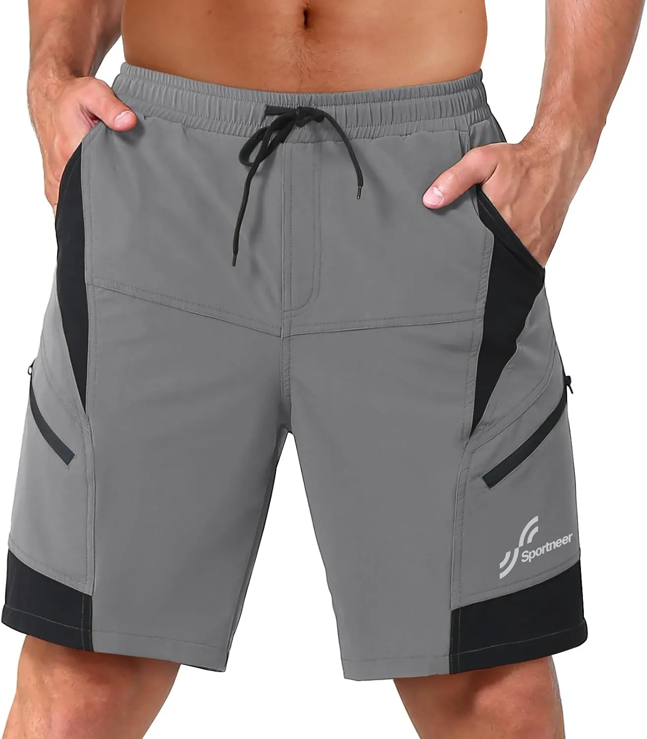 Sportneer Bike Shorts for Men: 3D Padded Lightweight Riding Biking Cycling Mountain Bike Shorts for Men with Zipper Pockets