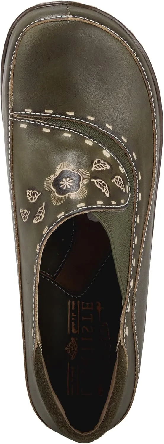 Spring Step L'artiste Burbank Leather Clogs for Women | Designer Hand-Painted Slip-On Shoes | Ladies Casual Platform Clog