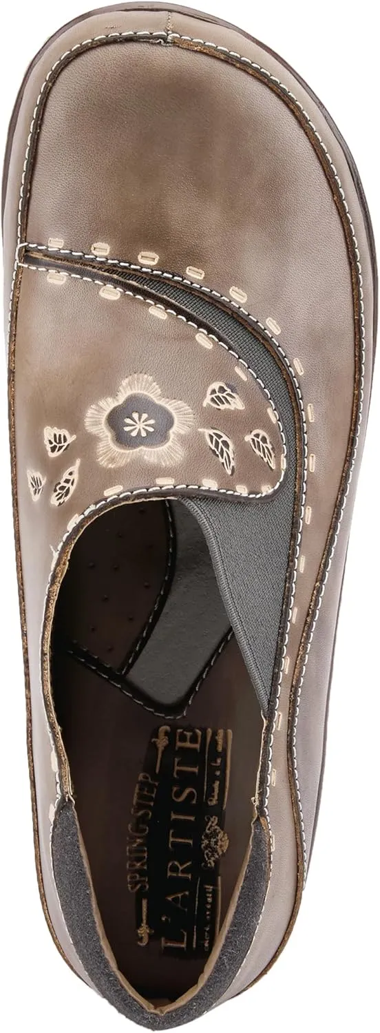 Spring Step L'artiste Burbank Leather Clogs for Women | Designer Hand-Painted Slip-On Shoes | Ladies Casual Platform Clog