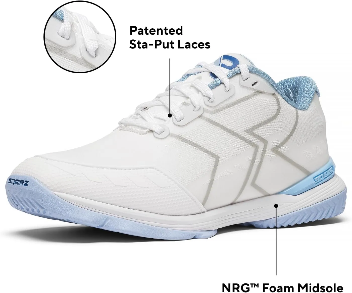 SQAIRZ XRZ Women's Pickleball Shoes, White, Women's Athletic Shoes