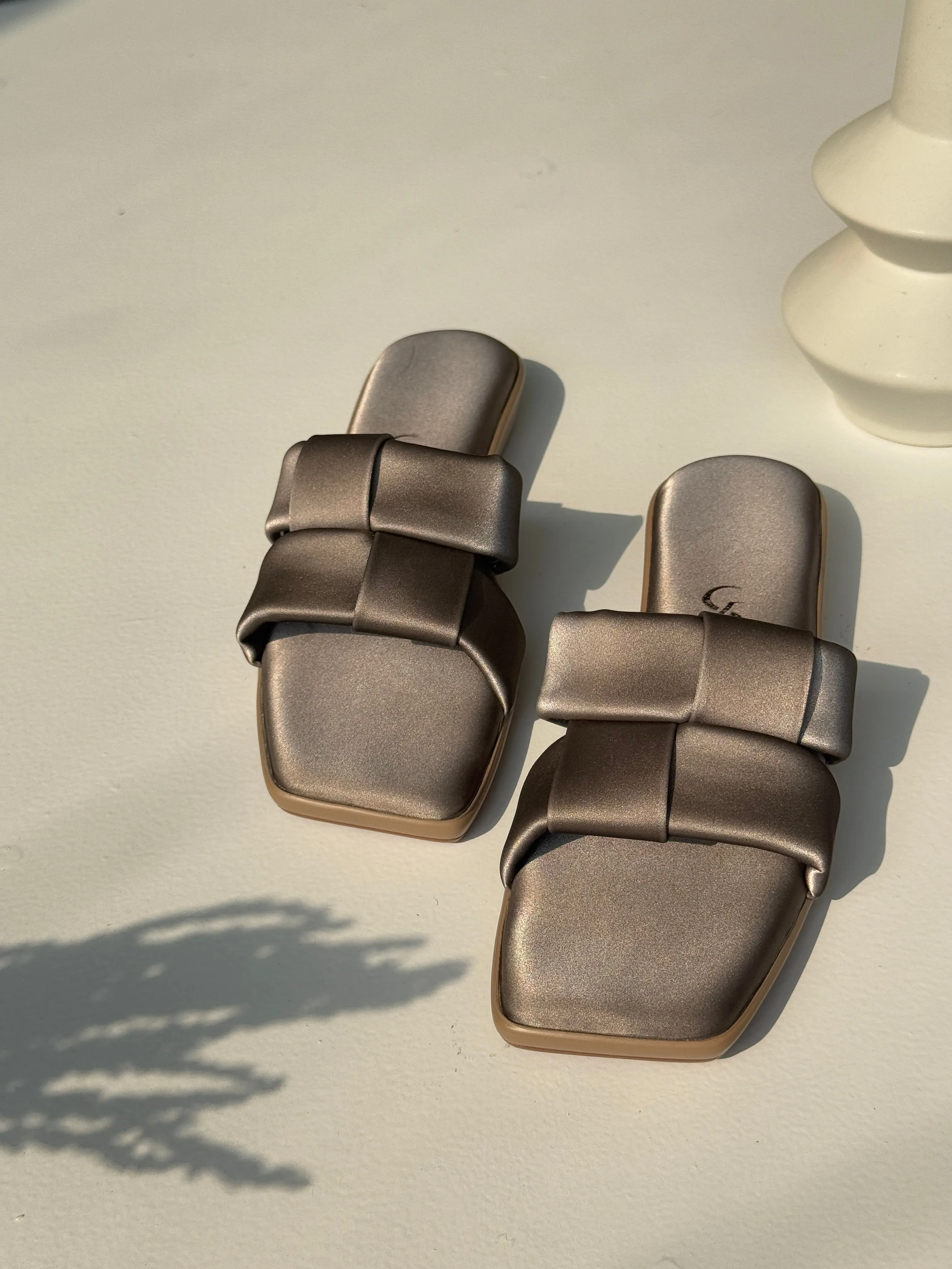 Square Toe Overlap Strap Flat