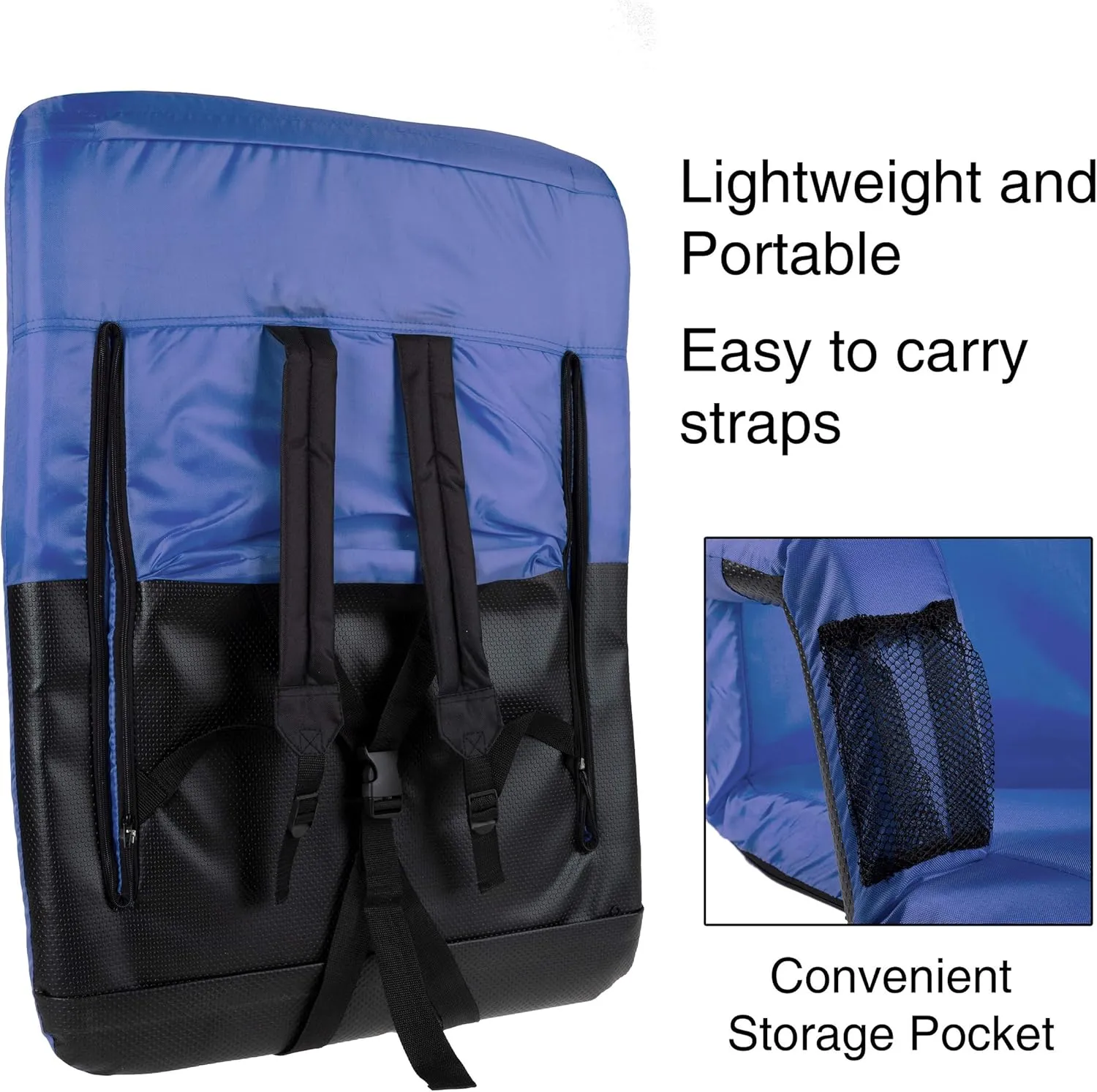 Stadium Seat Chair Collection - Wide Bleacher Cushion with Padded Back Support, Armrests, 6 Reclining Positions and Portable Carry Straps by Home-Complete