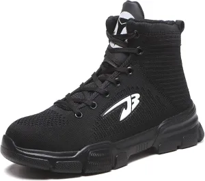 Steel Toe Shoes for Men Work Shoes Safety Sneakers Shoes Comfortable Lightweight Puncture Proof Slip on Indestructible Work Shoes,Black,10.5