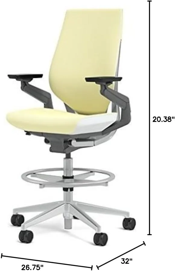 Steelcase Gesture 442 Stool Chair - Cogent: Connect Coconut Fabric, Shell Back, Light on Light Frame