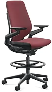 Steelcase Gesture 442 Stool Chair - Cogent: Connect Merlot Fabric, Wrapped Back, Light on Light Frame