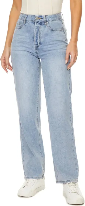 Straight Leg Jeans for Women High Waisted Relaxed Fit Button Fly Distressed Boyfriend Mom Jeans