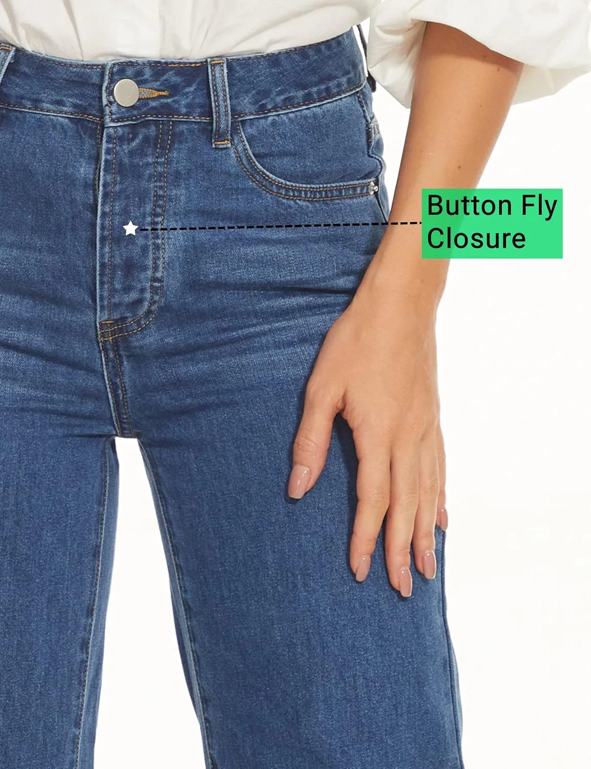 Straight Leg Jeans for Women High Waisted Relaxed Fit Button Fly Distressed Boyfriend Mom Jeans