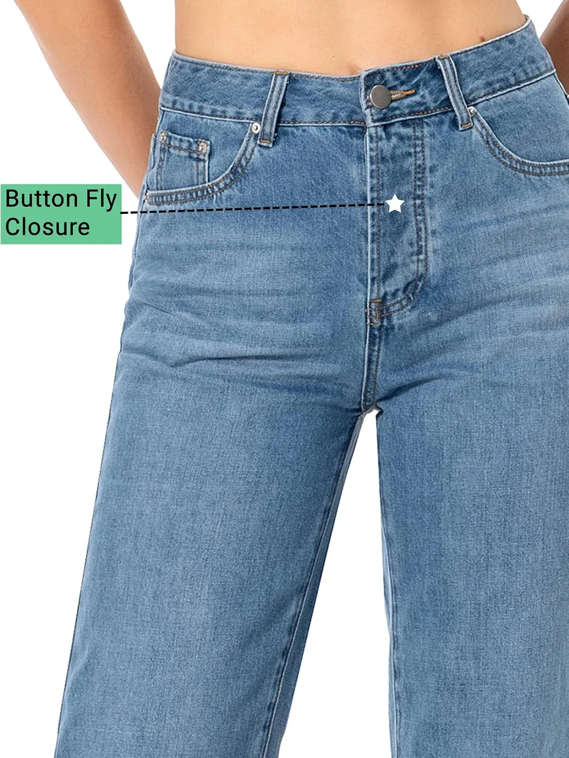 Straight Leg Jeans for Women High Waisted Relaxed Fit Button Fly Distressed Boyfriend Mom Jeans