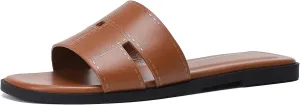 Stratuxx Kaze Women's Flat Sandals Fashion Slip on Open Toe Slides for Women Summer Dressy Size 5-11