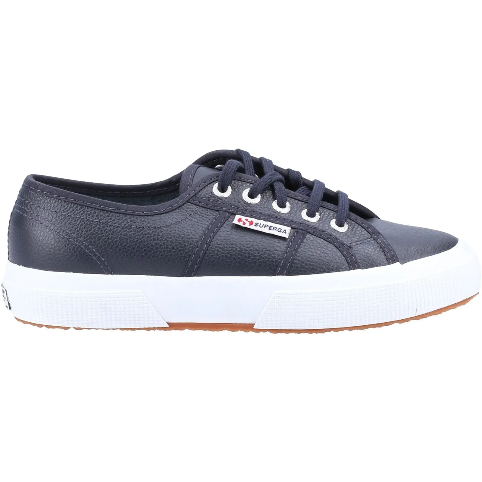 Superga Women's 2750 Tumbled Leather Shoe in Blue Navy