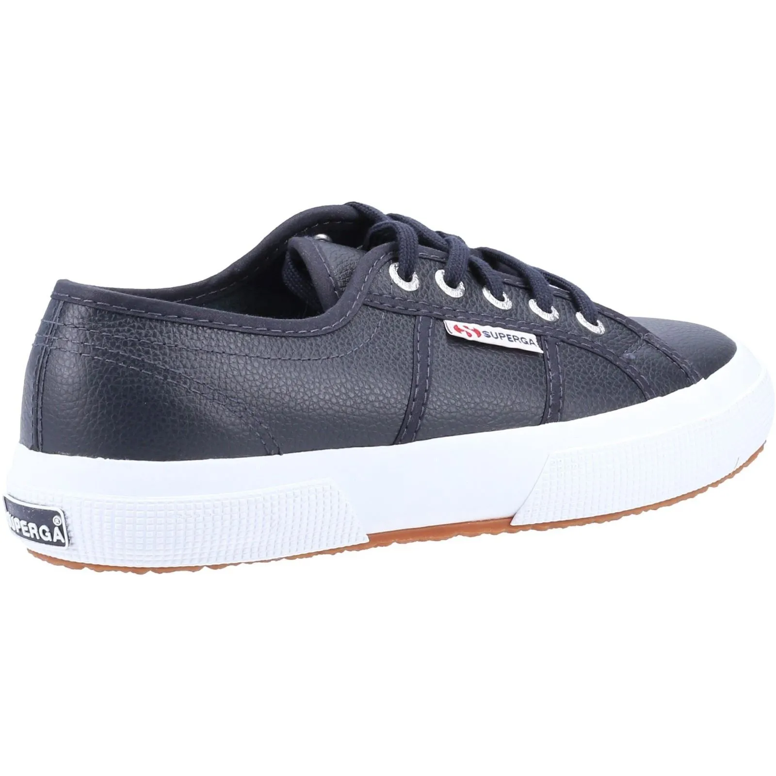 Superga Women's 2750 Tumbled Leather Shoe in Blue Navy