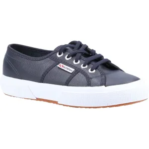Superga Women's 2750 Tumbled Leather Shoe in Blue Navy
