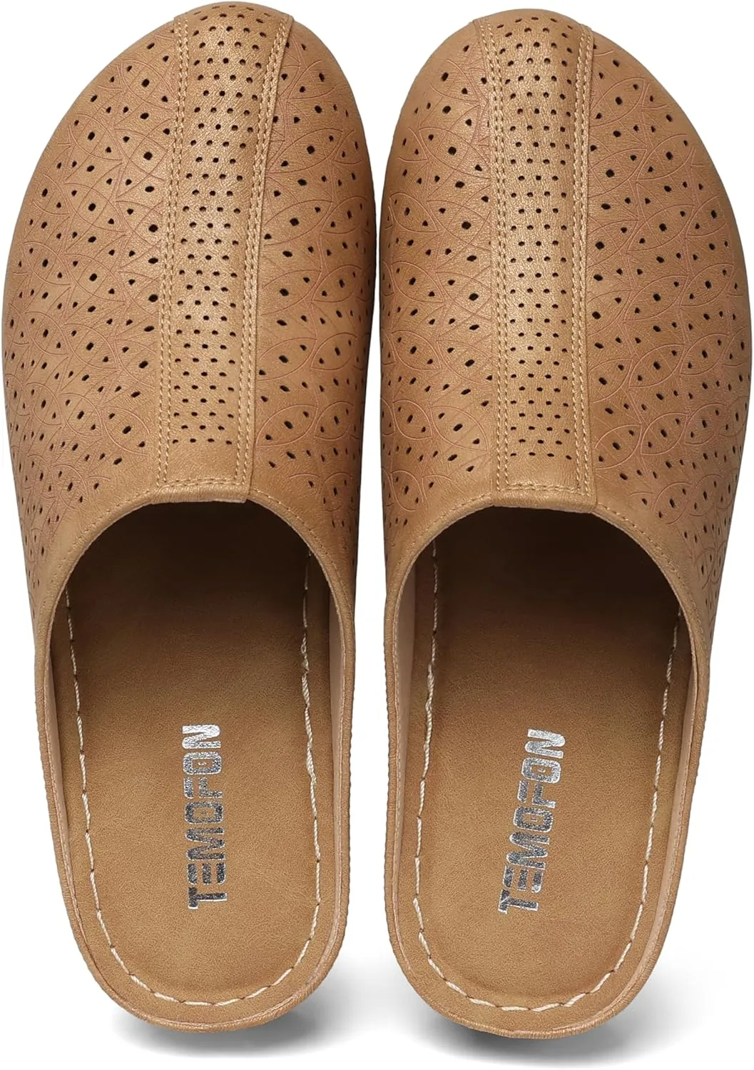 TEMOFON Clogs for Women Mules Slip on: Closed Toe Sandals, Summer Shoes Dressy, Comfortable Walking Wedge Clogs