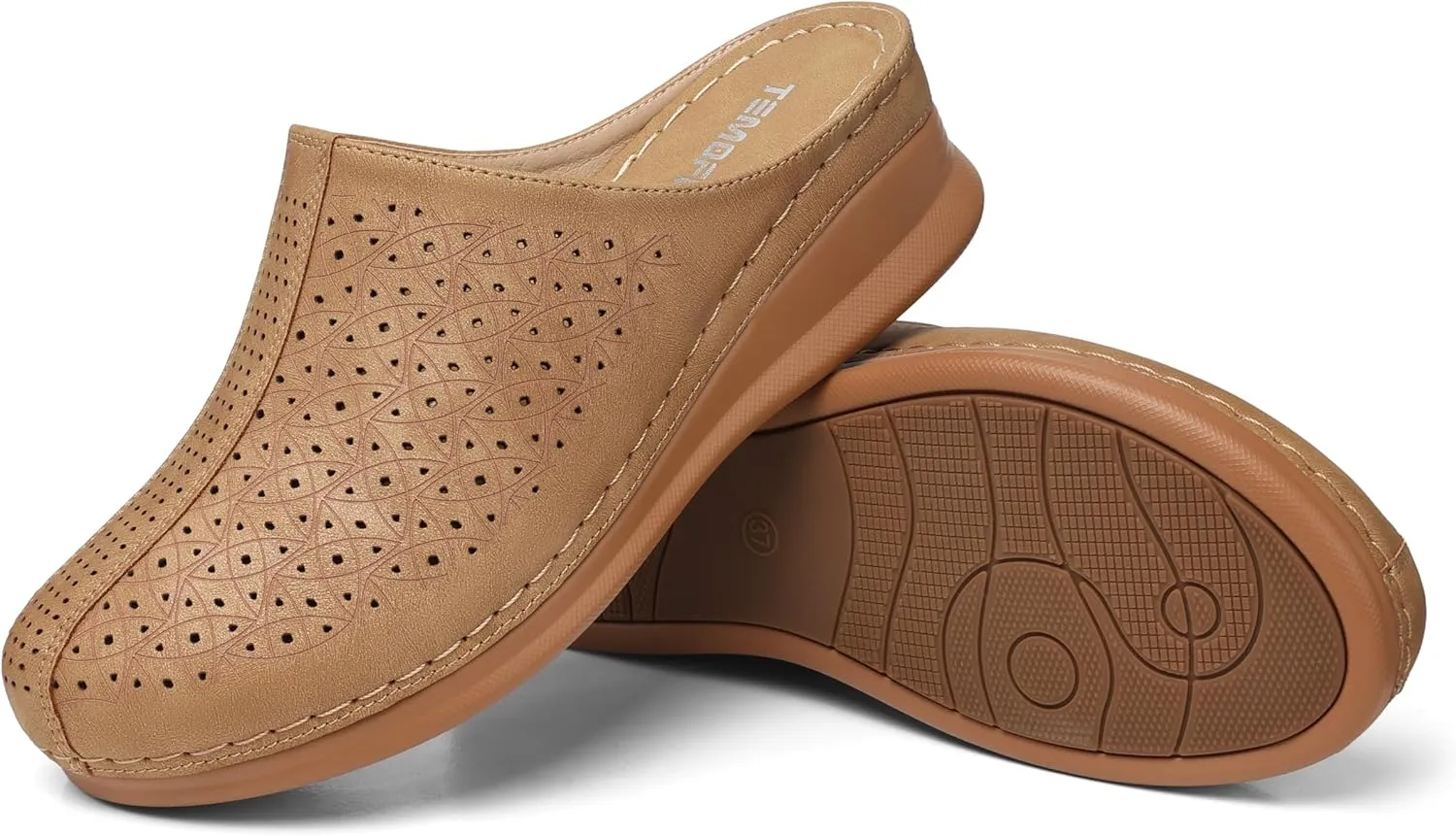TEMOFON Clogs for Women Mules Slip on: Closed Toe Sandals, Summer Shoes Dressy, Comfortable Walking Wedge Clogs