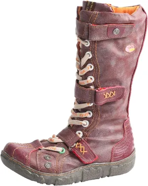 TMA EYES Strape-Accent Washed PU Leather Flat Women's Boot With Plus Size