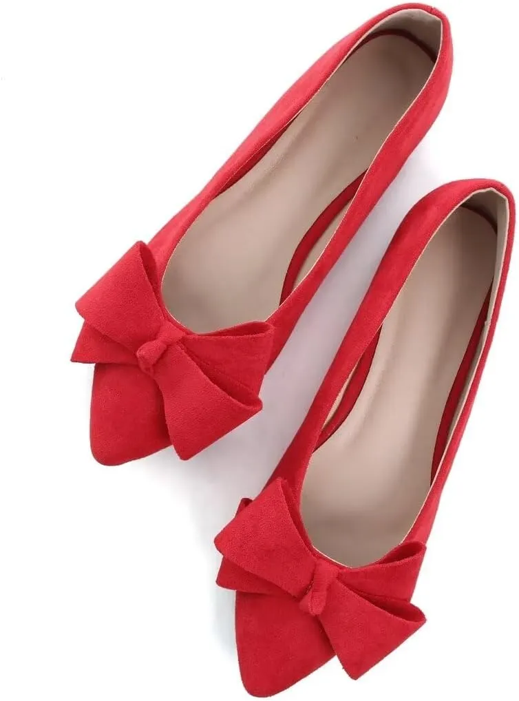TN TANGNEST Women Classical Bowknot Flats Comfort Slip-on Pointed Toe Dress Shoes Walking Flats