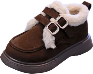 Toddler Kids Winter Snow Boots Slip On Cold Weather Sneakers Anti-Slip Fleece Ankle Boots Baby Girl Glittery Shoes