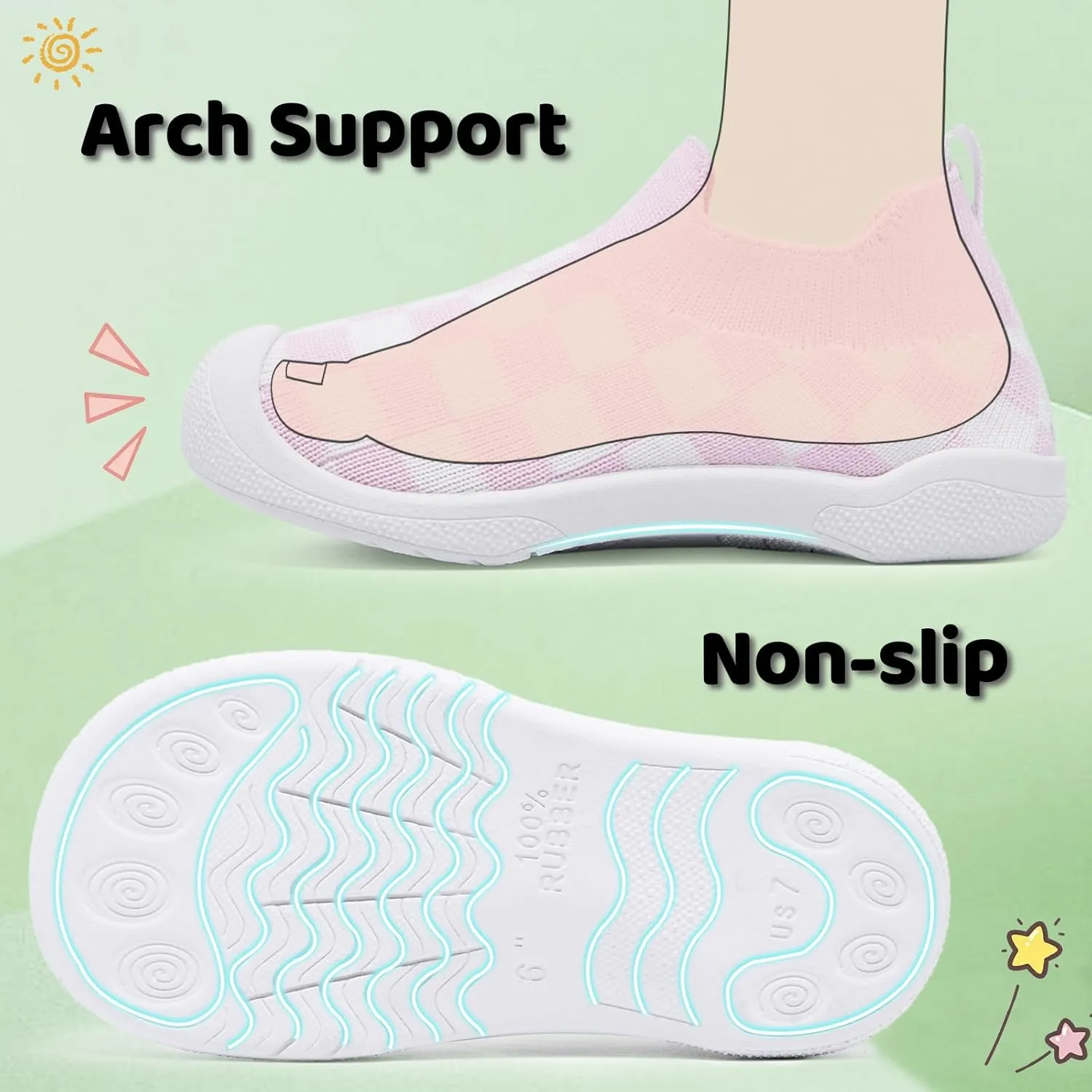 Toddler Shoes Boys Girls | with Arch Support | Slip-on| Barefoot | Breathable & Non-Slip Tennis Shoes