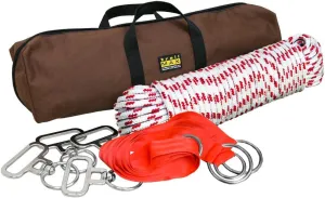 TrailMax 4-Horse Highline Kit, for Horse & Mule Packing, with 4 Stainless Steel in-Line Swivels, 2 Tree Saver Straps, 100 Ft of 3/8" Highline Rope, Carry Case & Instructions Included