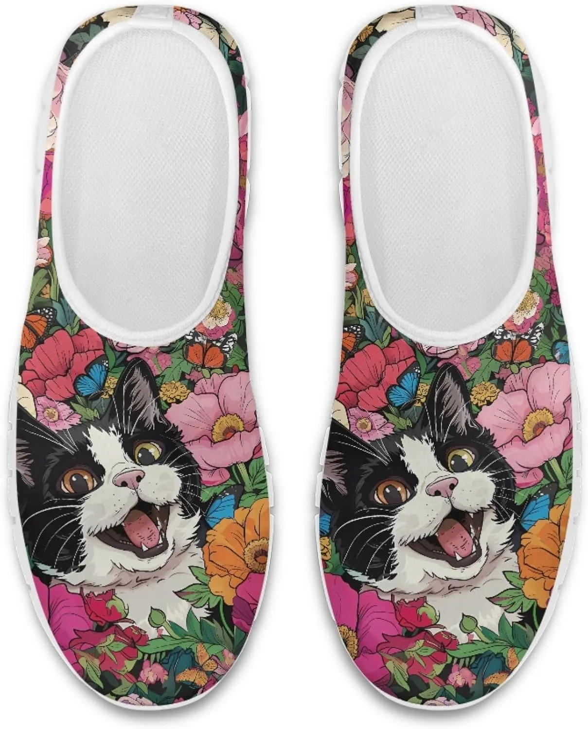 Trendy Print Womens Shoes Slip-on Walking Shoes Sneakers Breathable Mesh Casual Footwear