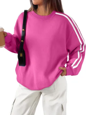 Trendy Queen Oversized Sweatshirt for Women Crewneck Fall Fashion Clothes 2025 Striped Sweater y2k Teen Girls Outfits