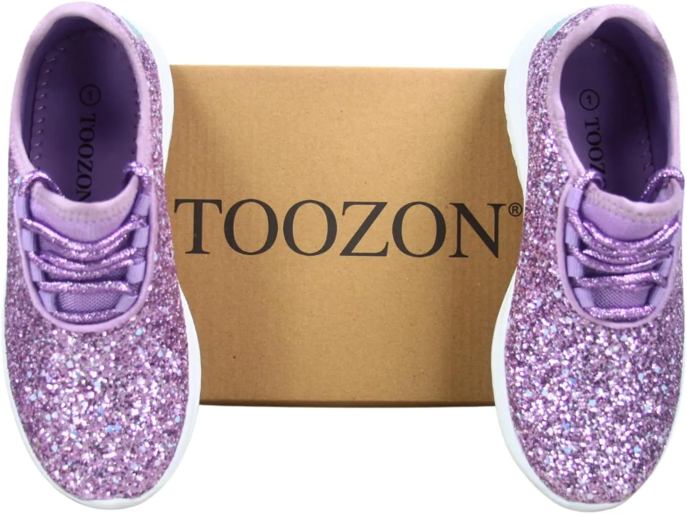 TZ Kid's Girl's Fashion Glitter Sparkle Slip On Lace Casual Walking Sneaker Shoes