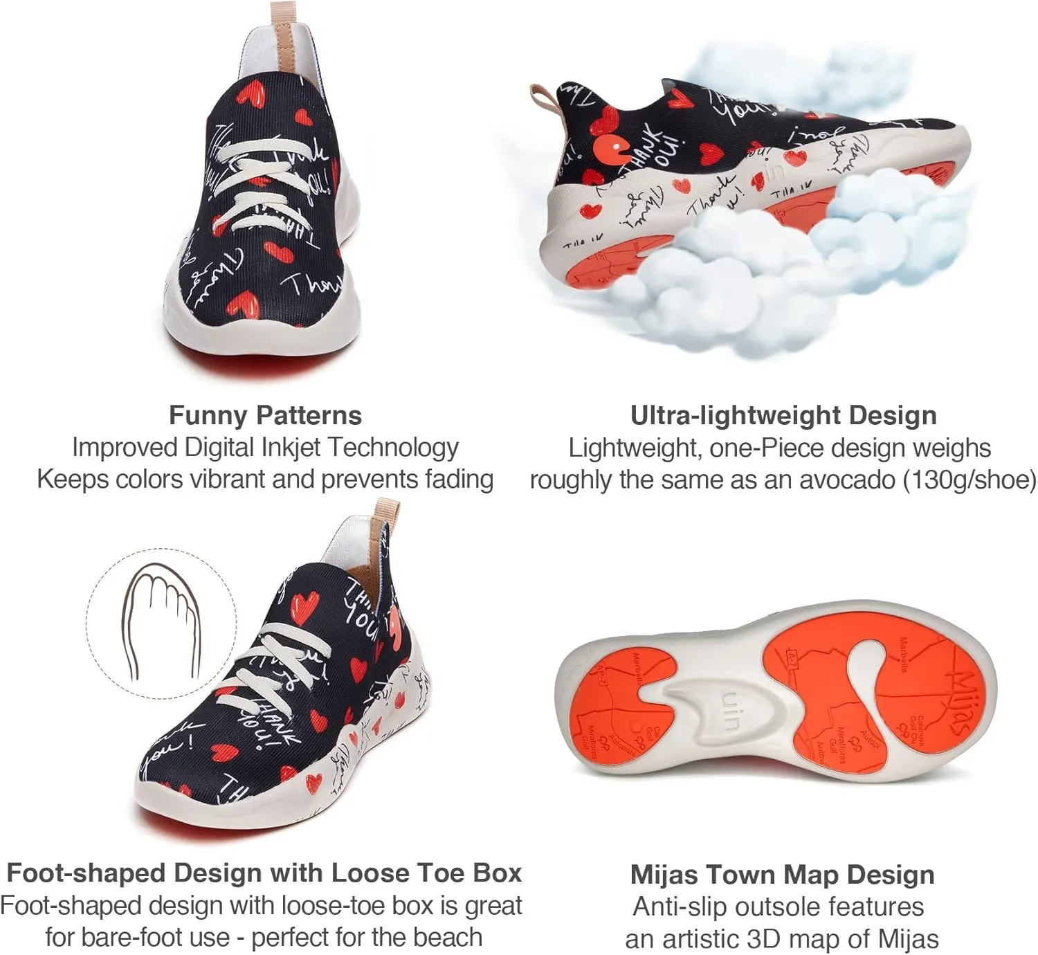 UIN Women's Fashion Sneakers Lightweight Walking Casual Slip Ons Comfortable Art Painted Athletic Travel Shoes