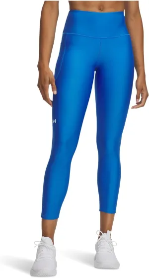 Under Armour Women's HeatGear Armour High No-Slip Waistband Ankle Leggings, (402) Blue Atlantis / / White, Large Short
