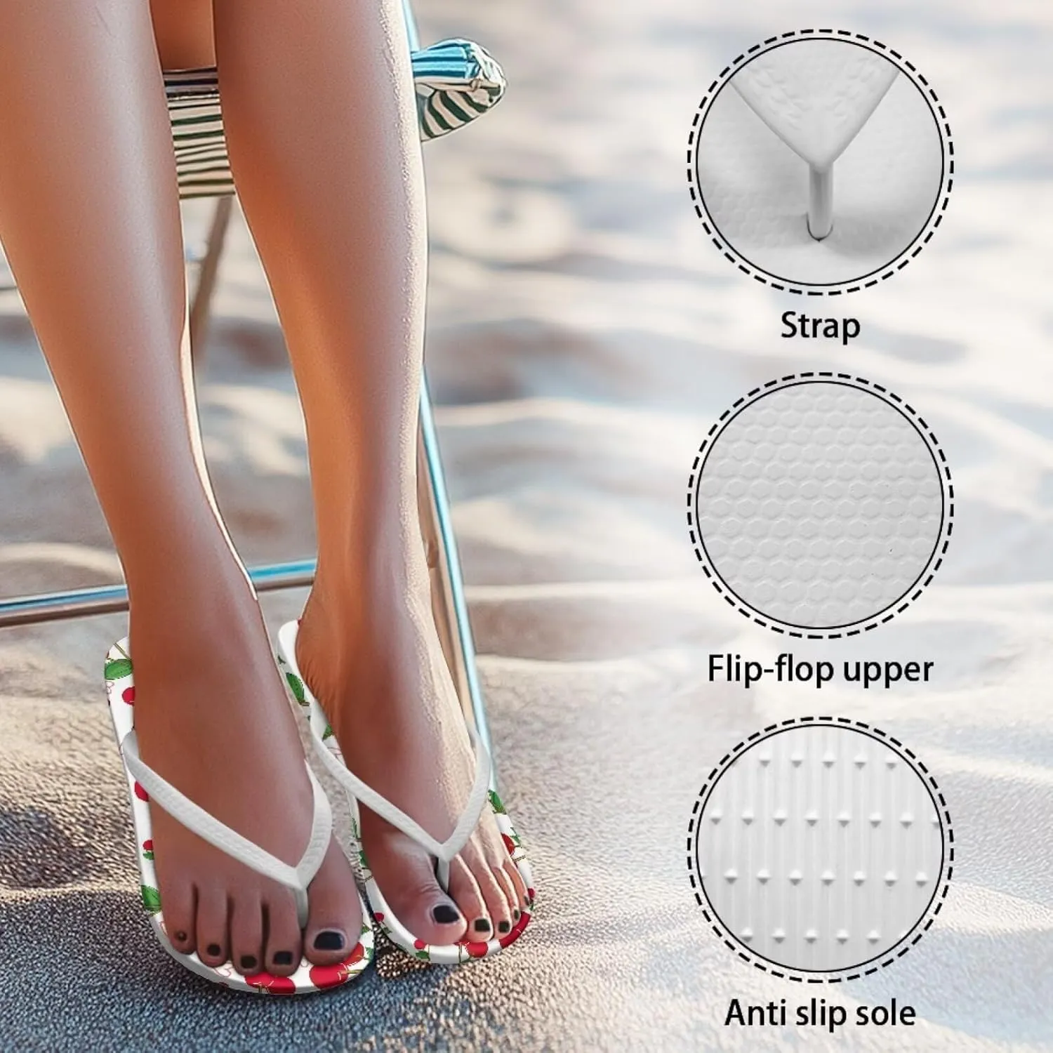 UNICEU Womens Flip Flops Casual Comfortable Soft Footbed Beach Thong Sandals Non-Slip Quick Dry Bathroom Shower Shoes