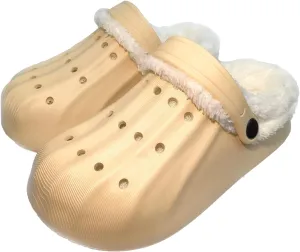 Unisex-Adult Fuzzy Clogs for Outdoor : Fur Lined Garden Shoes for Women and Men Winter Non-Slip Warm Indoor Slip On House Slippers