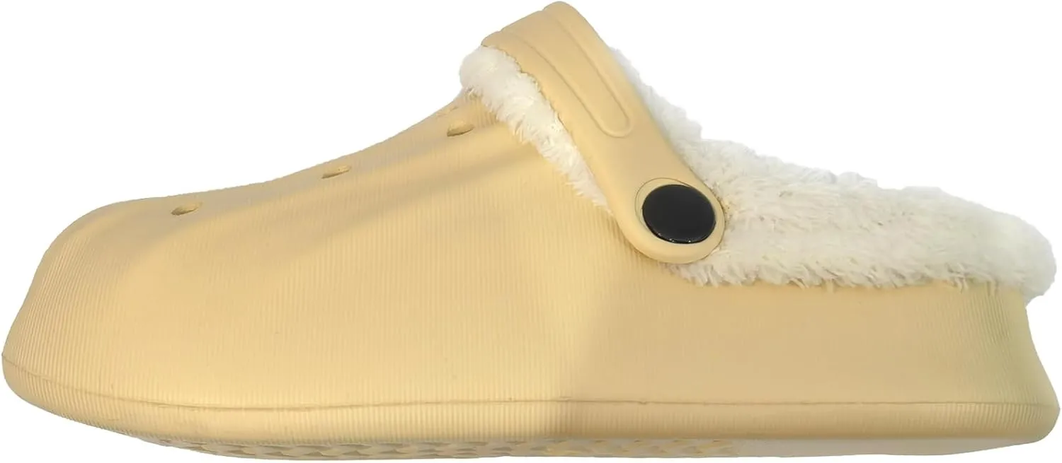 Unisex-Adult Fuzzy Clogs for Outdoor : Fur Lined Garden Shoes for Women and Men Winter Non-Slip Warm Indoor Slip On House Slippers