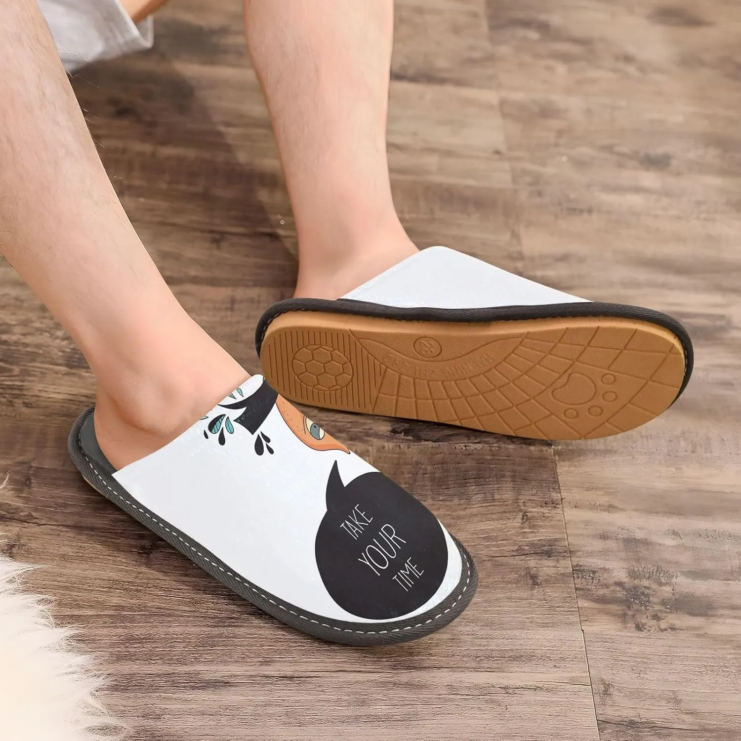 Unisex Fuzzy Foam Slippers Non-Skid Slip-on Soft Warm Sole Fleece Shoes 4-11