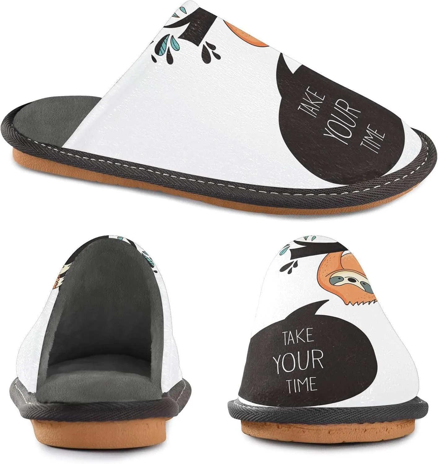 Unisex Fuzzy Foam Slippers Non-Skid Slip-on Soft Warm Sole Fleece Shoes 4-11