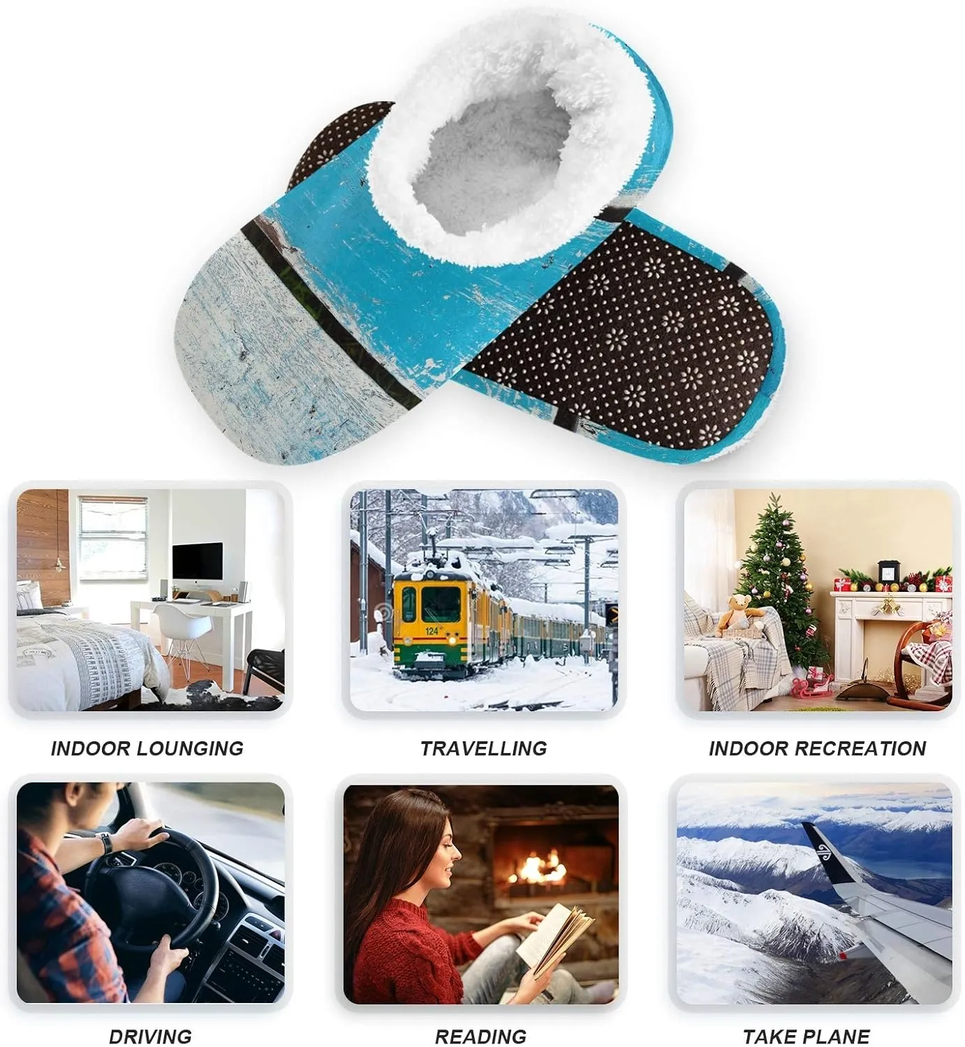 Unisex Fuzzy House Slippers Memory Foam Warm Slip Shoes Fur Lining M-XXL
