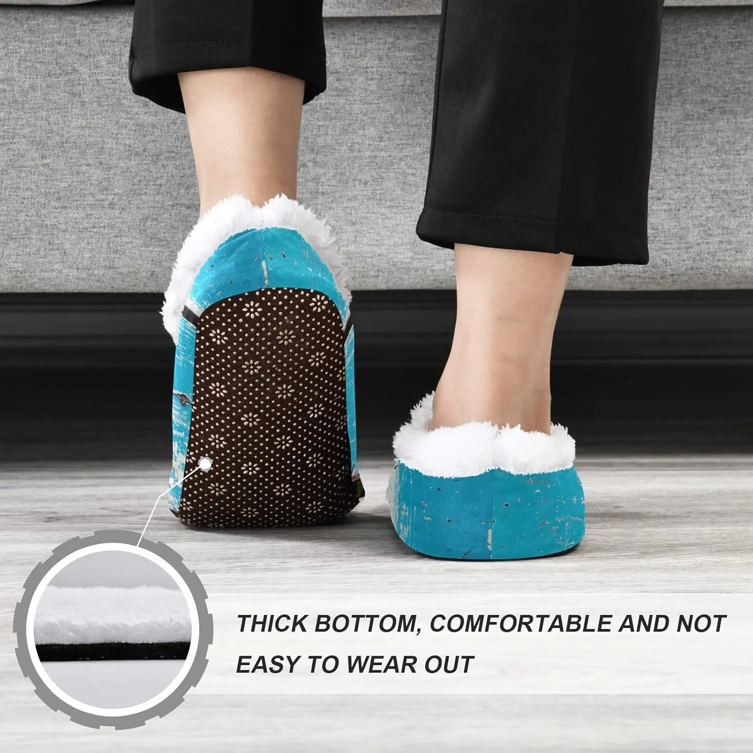 Unisex Fuzzy House Slippers Memory Foam Warm Slip Shoes Fur Lining M-XXL