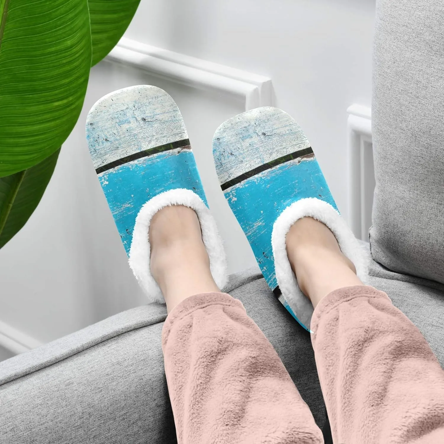 Unisex Fuzzy House Slippers Memory Foam Warm Slip Shoes Fur Lining M-XXL